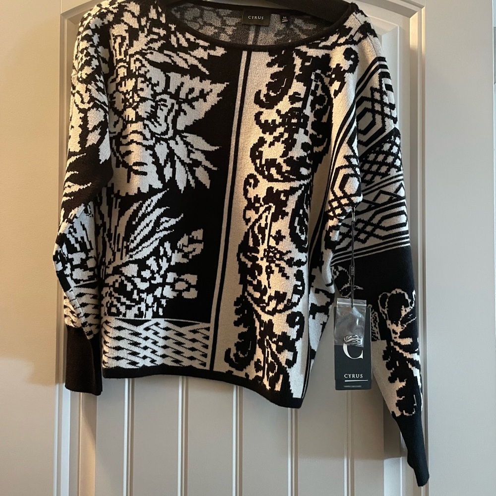 Cyrus Black and White Crew Neck Sweater